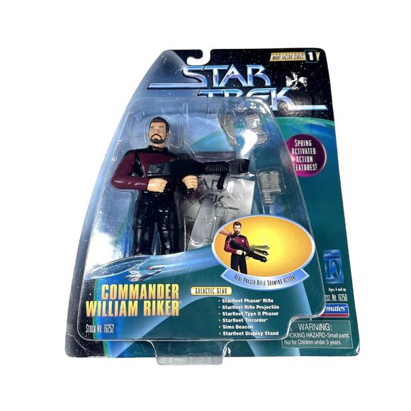 Vintage 1997 Star Trek‎ Commander William Riker Action Figure With Galactic Gear - Picture 1 of 6